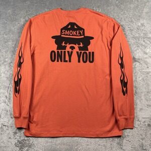 Filson Smokey The Bear Shirt Mens Size M Orange Long Sleeve Pioneer Flames NWT